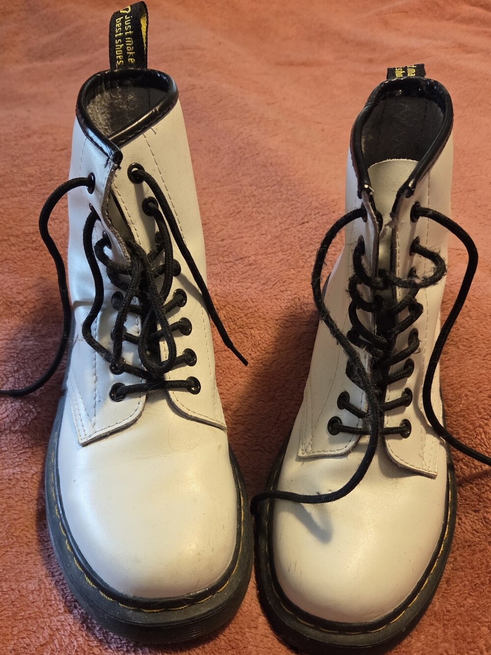 White Lace-Up Combat Boots - Women's